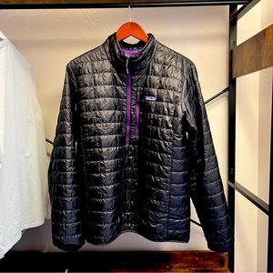 Patagonia Men’s Nano Puff Pullover Jacket Medium Black Purple Like New